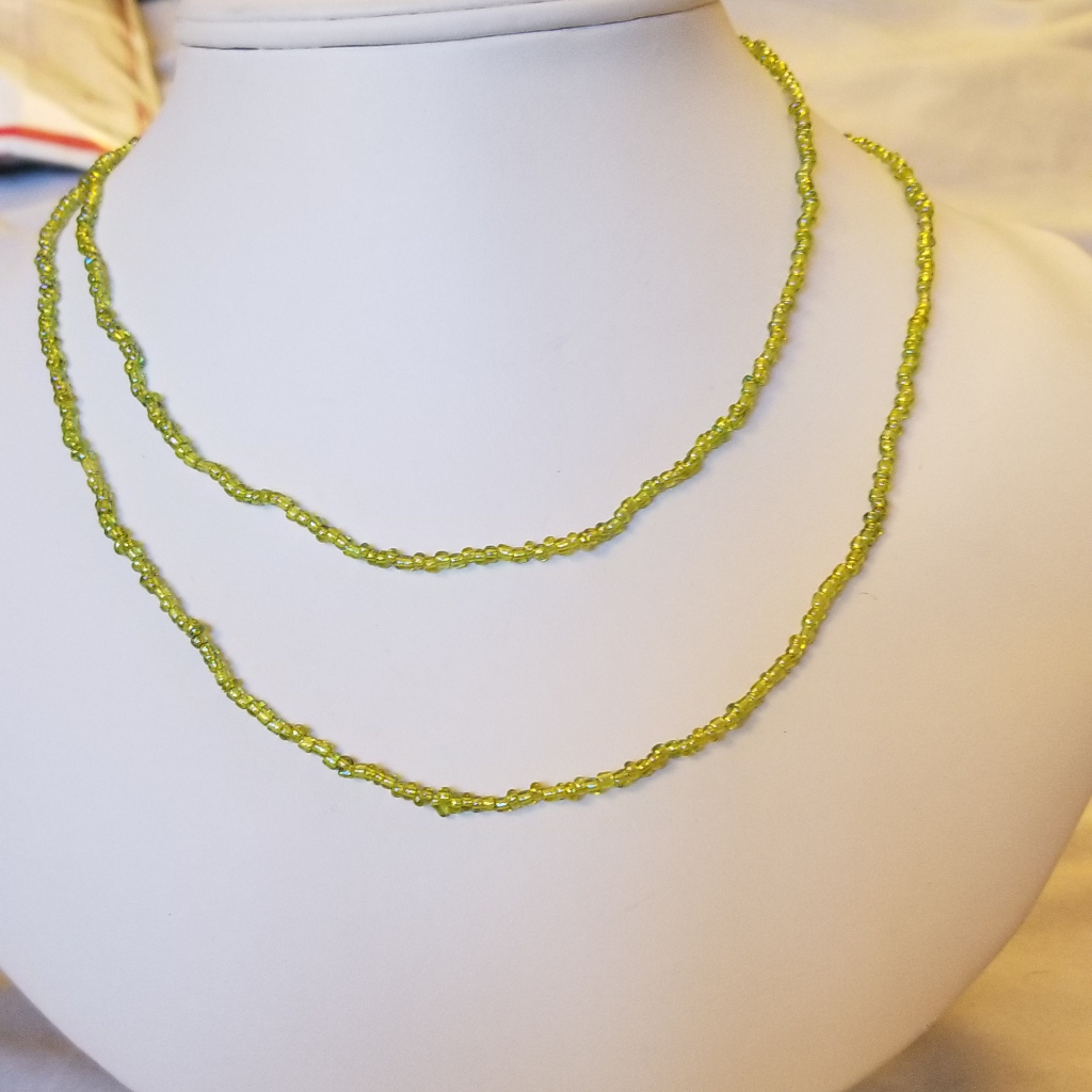 Nwt Handmade Lime Green Seed Bead Necklace